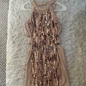 Bebe Short blush sequin dress